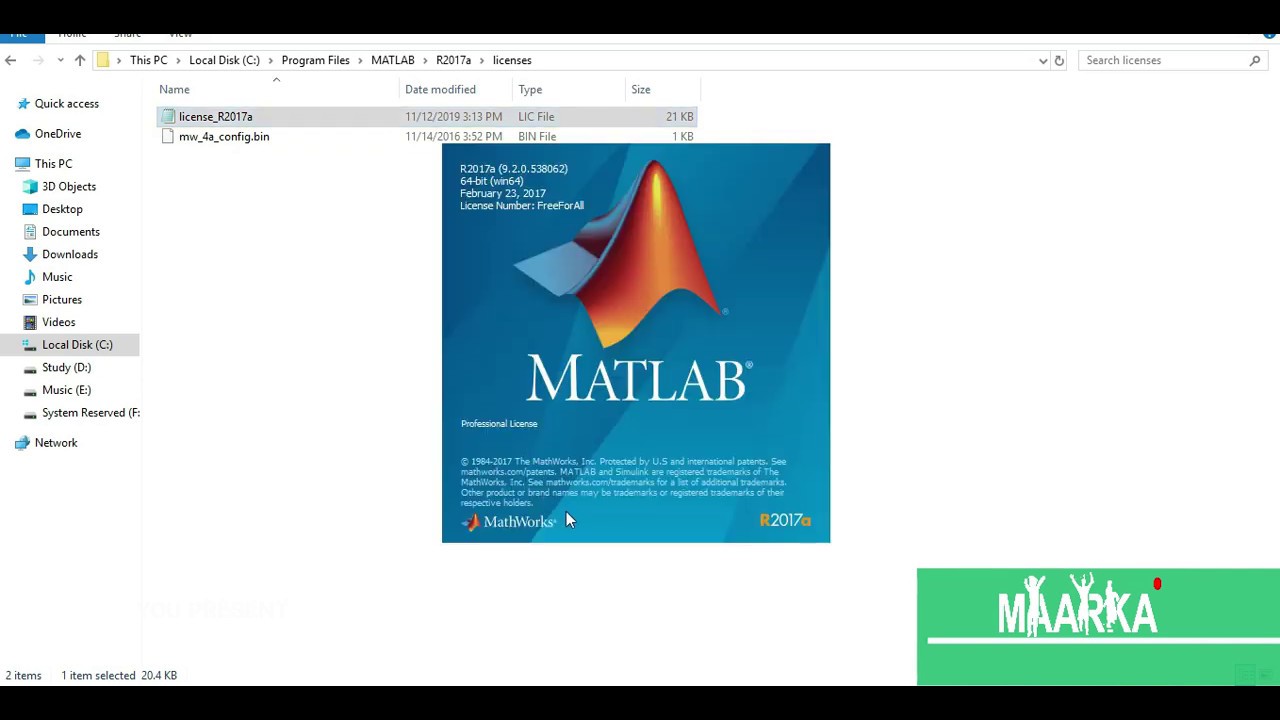how to activate matlab 2017a